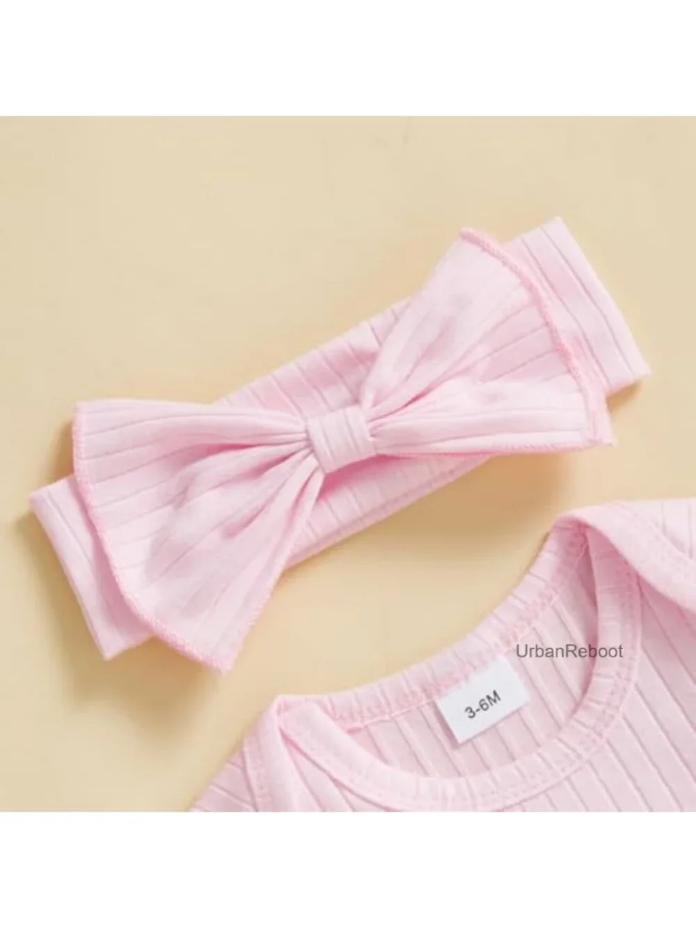 Newborn Baby Girl Romper Set with Headband Cotton Jumpsuit